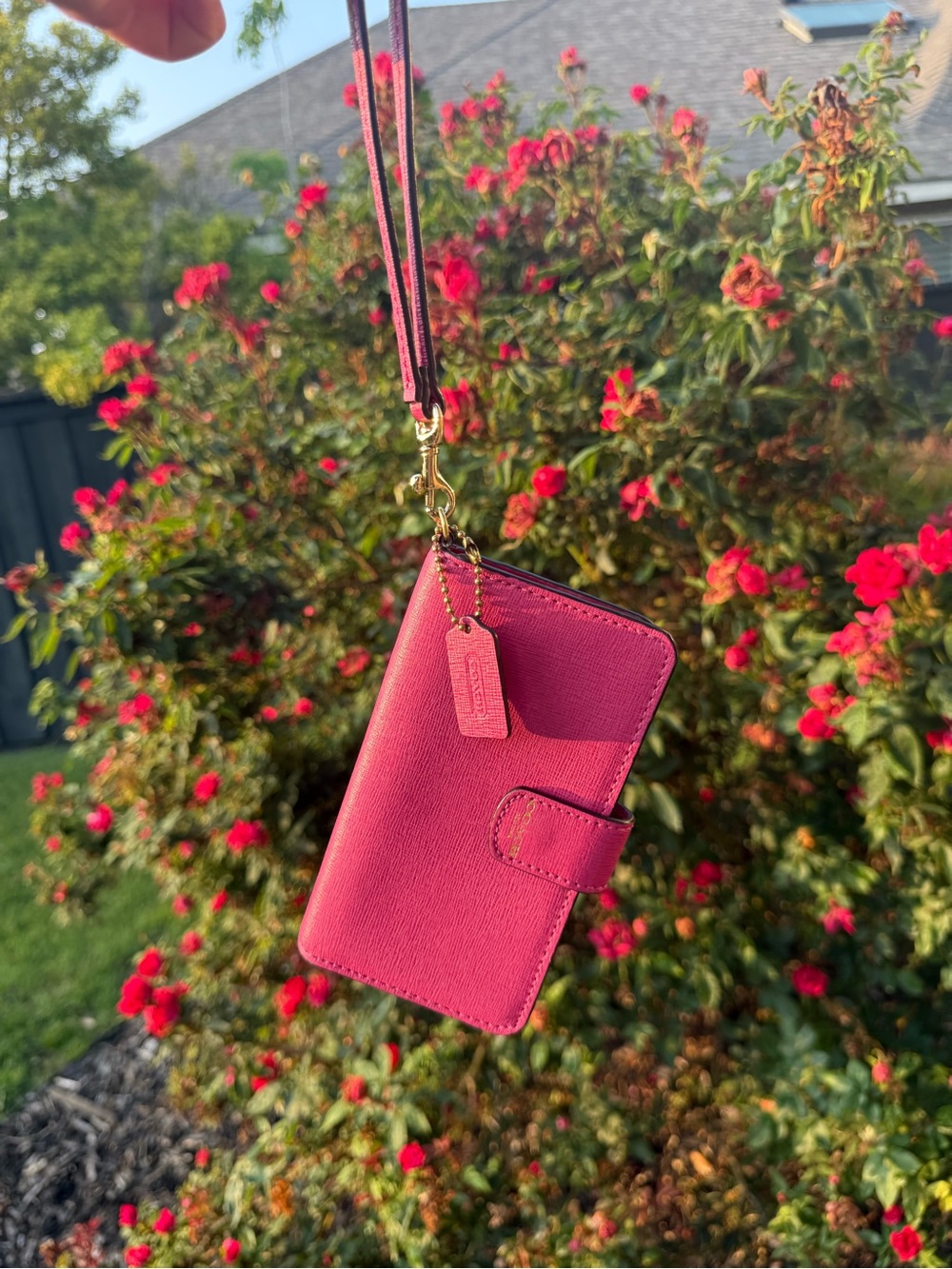 Coach PINK Saffiano Leather Wristlet phone/wallet